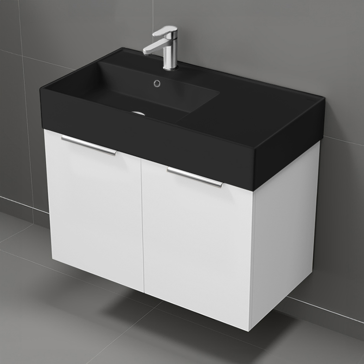 Bathroom Vanity Floating Bathroom Vanity, Modern, 32 Inch, Chrome Handles Nameeks DERIN732